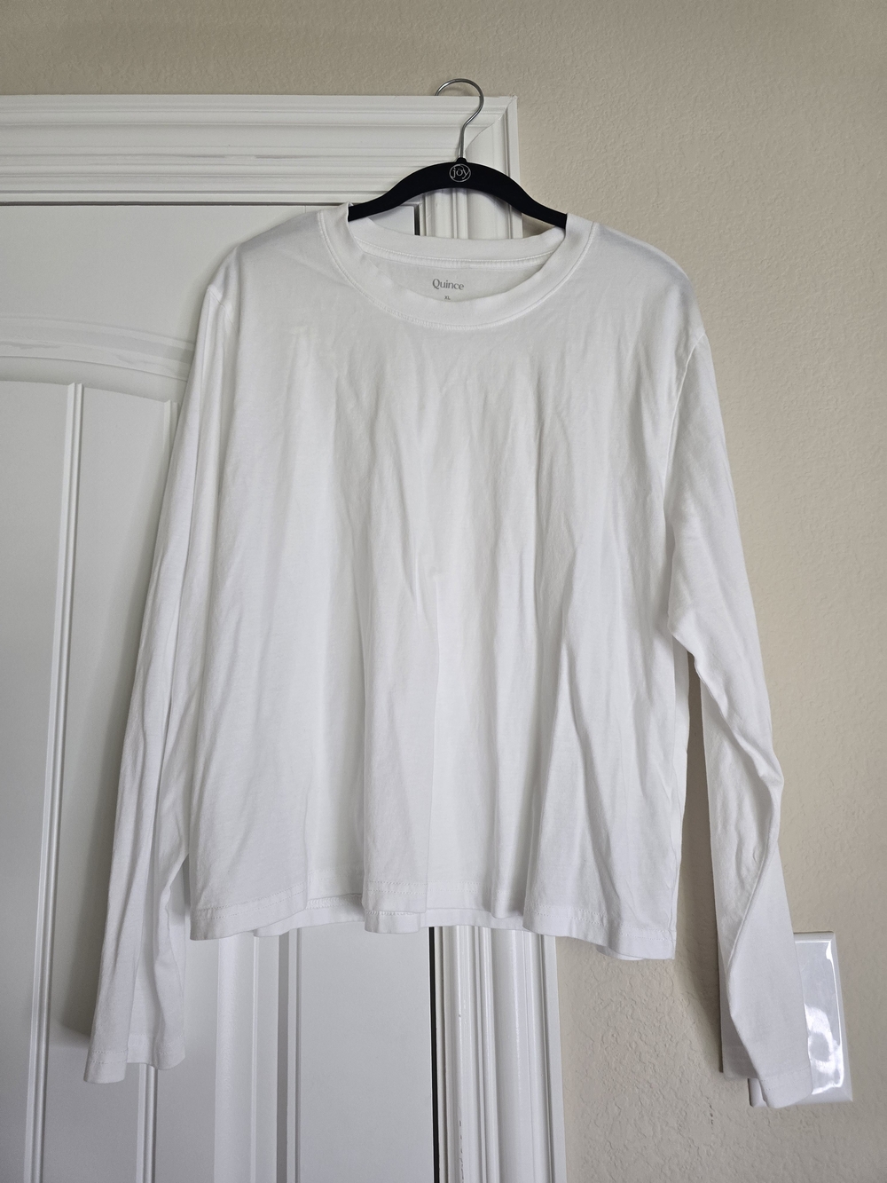 Quince Womens Sz XL white long-sleeve T-shirt classic crew neckline Cotton Modal